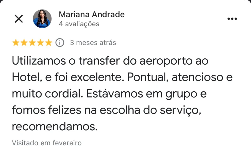 Avaliação de cliente no Google