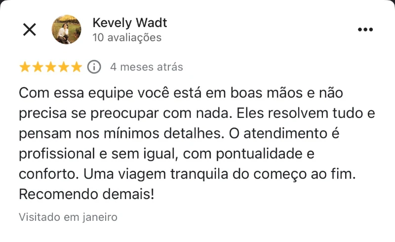 Avaliação de cliente no Google