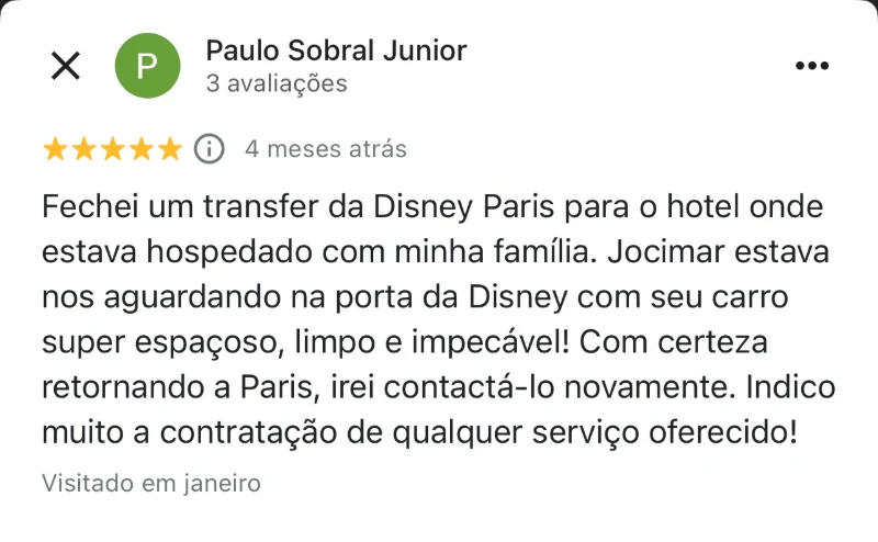 Avaliação de cliente no Google