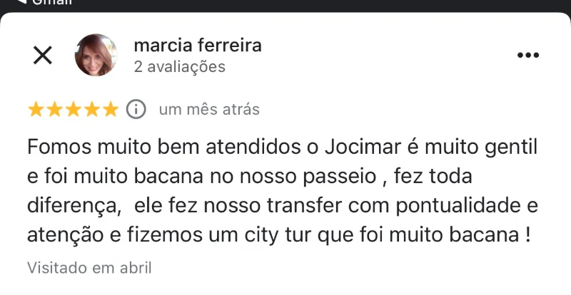 Avaliação de cliente no Google
